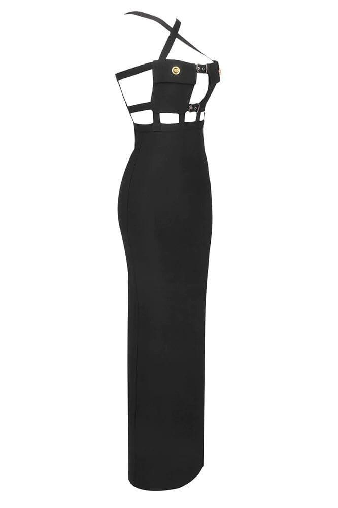 AIIZIE HALTER POCKET BANDAGE MAXI DRESS - product image