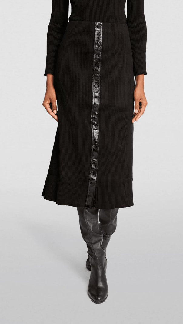 AIIZIE KNIT BUTTON SLIT MAXI SKIRT - product image