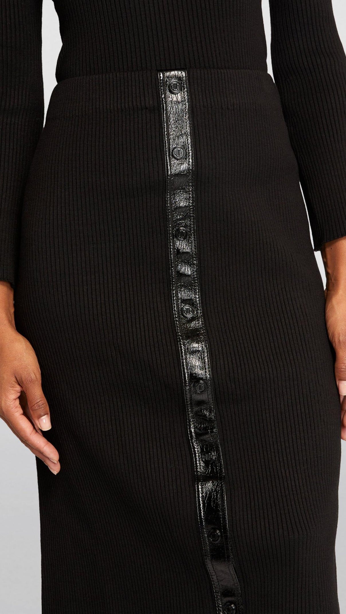 AIIZIE KNIT BUTTON SLIT MAXI SKIRT - product image