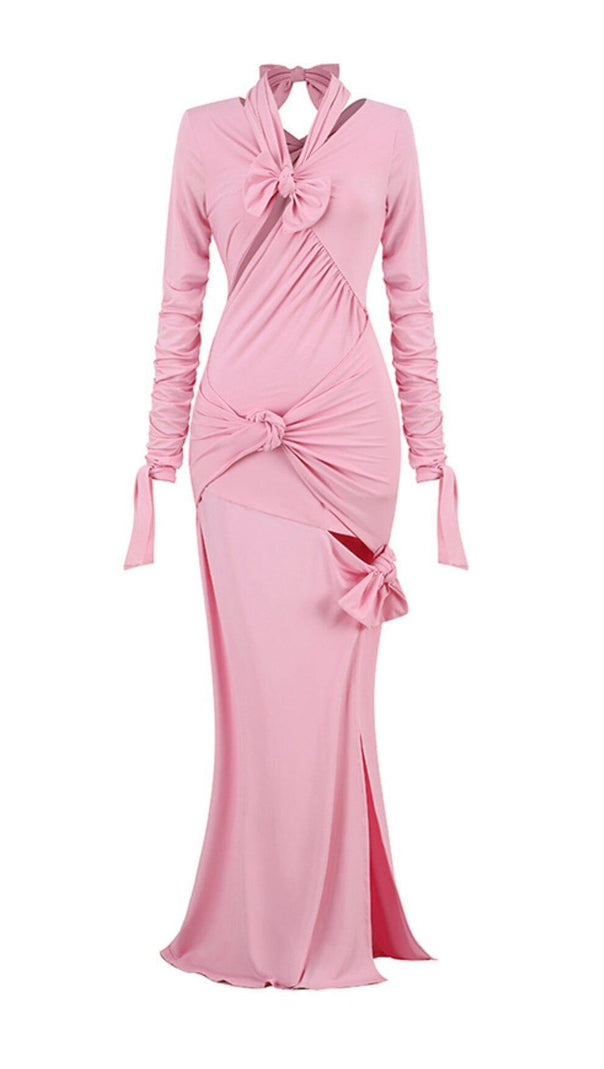 AIIZIE KNOTTED CUTOUT MAXI SLITS GOWN IN PINK - product image