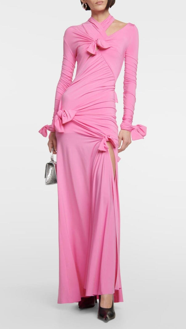 AIIZIE KNOTTED CUTOUT MAXI SLITS GOWN IN PINK - product image