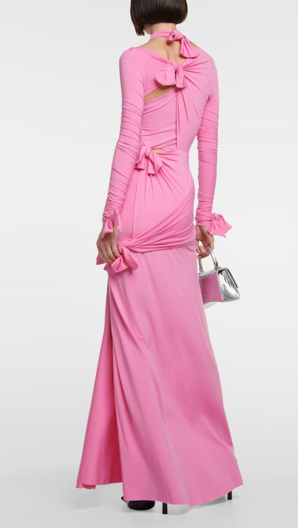 AIIZIE KNOTTED CUTOUT MAXI SLITS GOWN IN PINK - product image