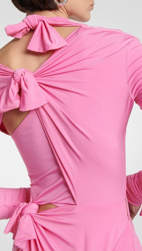 KNOTTED CUTOUT MAXI SLITS GOWN IN PINK