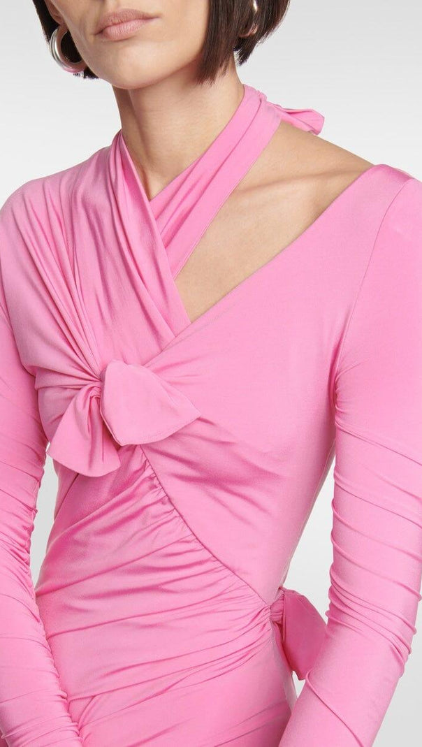 AIIZIE KNOTTED CUTOUT MAXI SLITS GOWN IN PINK - product image