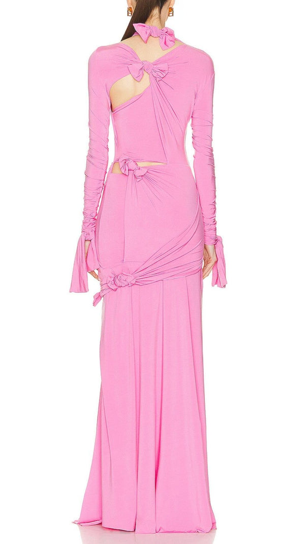 AIIZIE KNOTTED CUTOUT MAXI SLITS GOWN IN PINK - product image