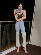 Odelia Mesh Denim Pants In White