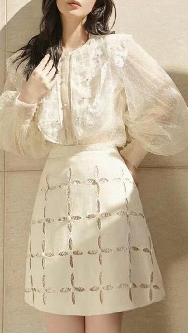 AIIZIE LACE LANTERN SLEEVE MINI DRESS - product image