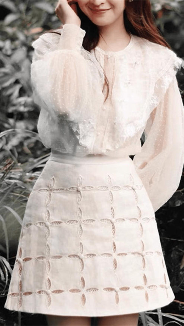 AIIZIE LACE LANTERN SLEEVE MINI DRESS - product image