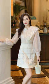 LACE LANTERN SLEEVE MINI DRESS