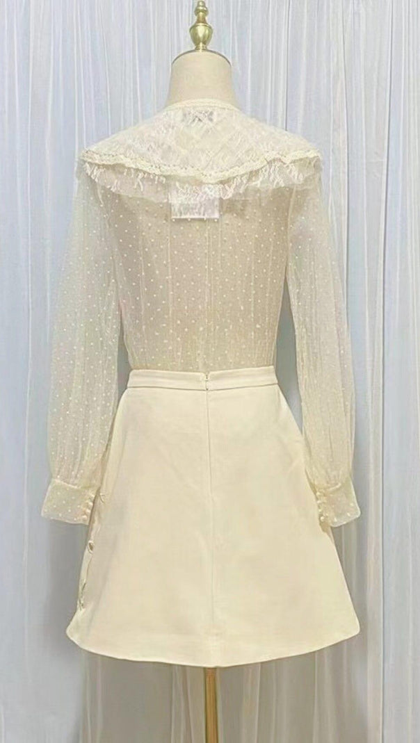 AIIZIE LACE LANTERN SLEEVE MINI DRESS - product image