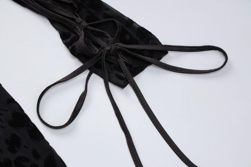 Netz-Overall mit Schnürung und Leopardenmuster