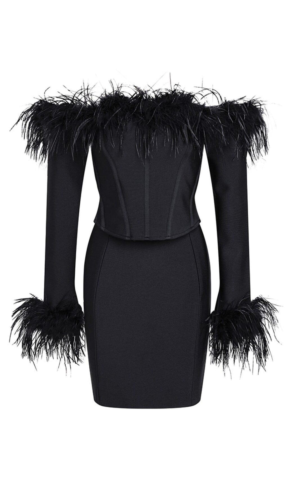 Federkorsett-Minikleid in Schwarz