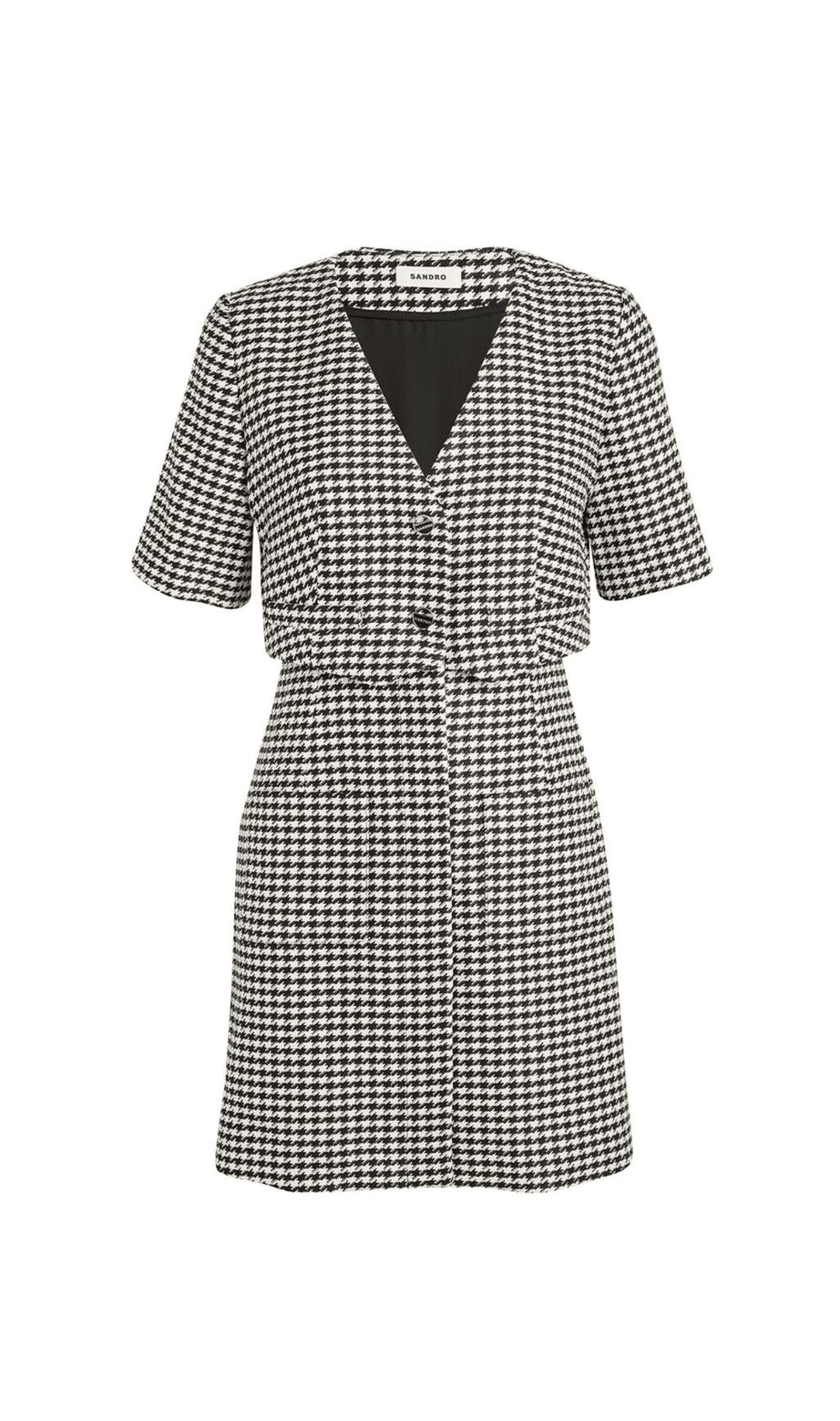 MINI ABITO IN TWEED PIED DE POULE A STRATI 