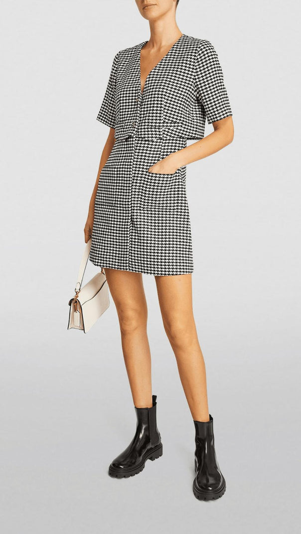 AIIZIE LAYERED HOUNDSTOOTH TWEED MINI DRESS - product image