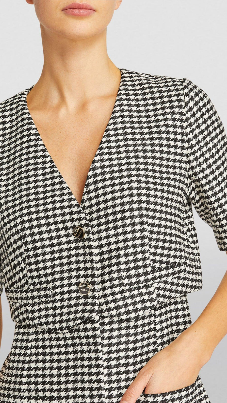 MINIKLEID AUS TWEED MIT HAHNENTRITTMUSTER UND MEHREREM LAGEN 