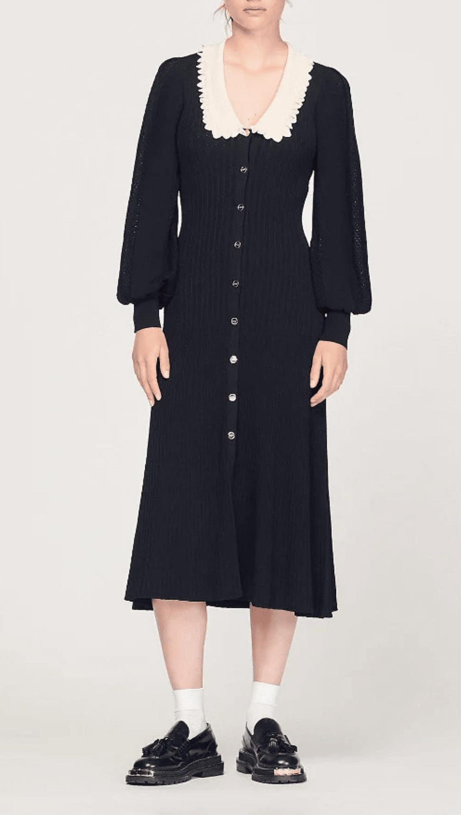 LONG SLEEVE KNITTED MIDI DRESS