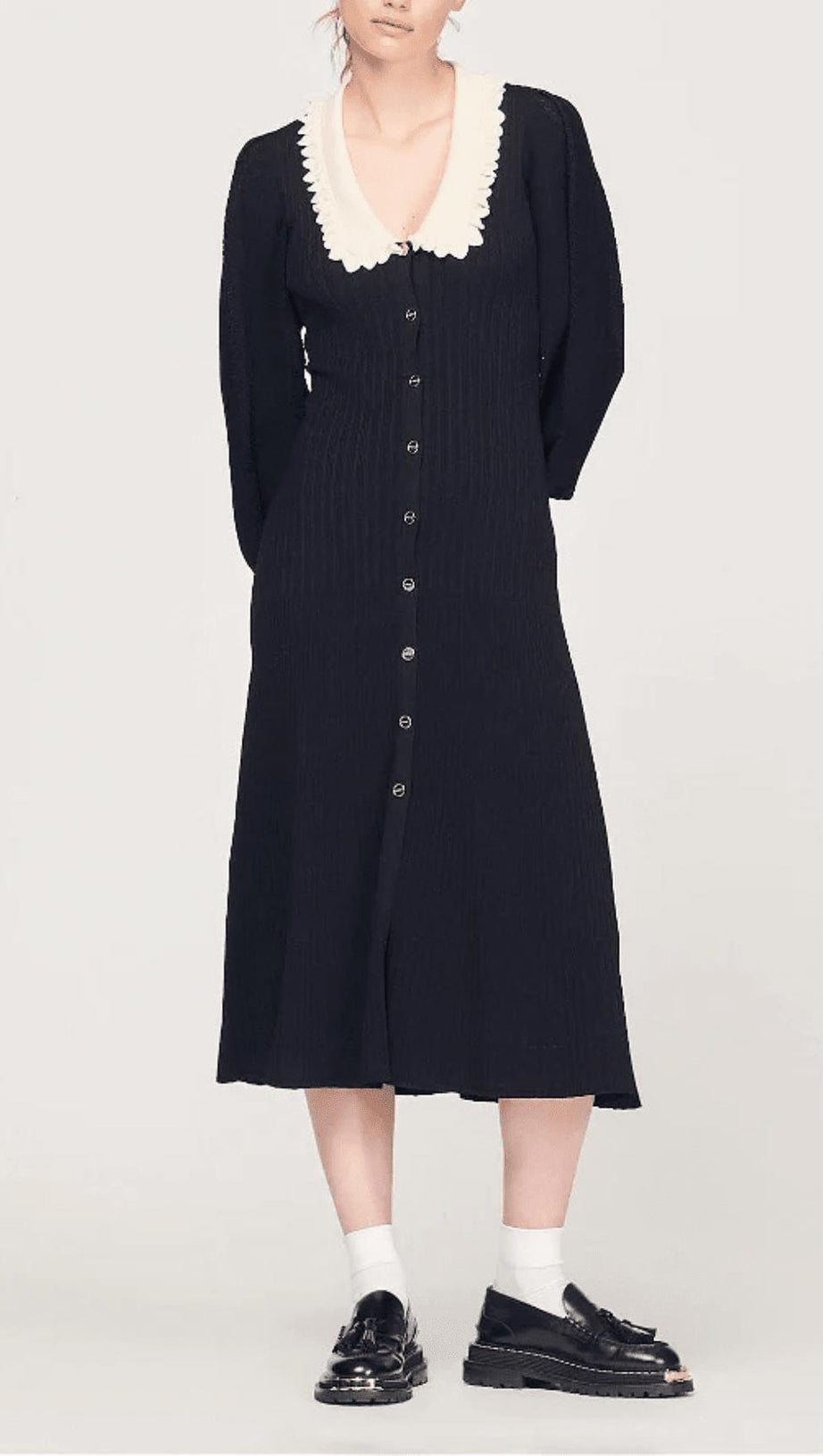 LONG SLEEVE KNITTED MIDI DRESS