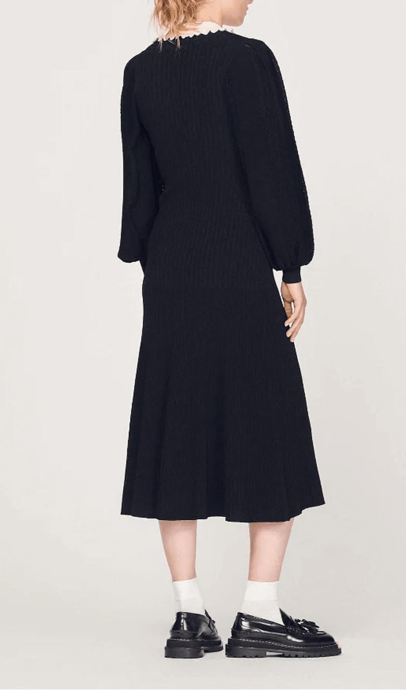 LONG SLEEVE KNITTED MIDI DRESS