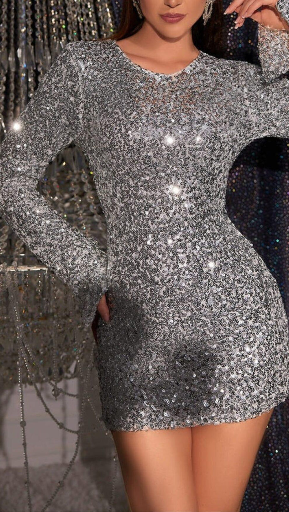 LONG SLEEVE SEQUIN DRESS