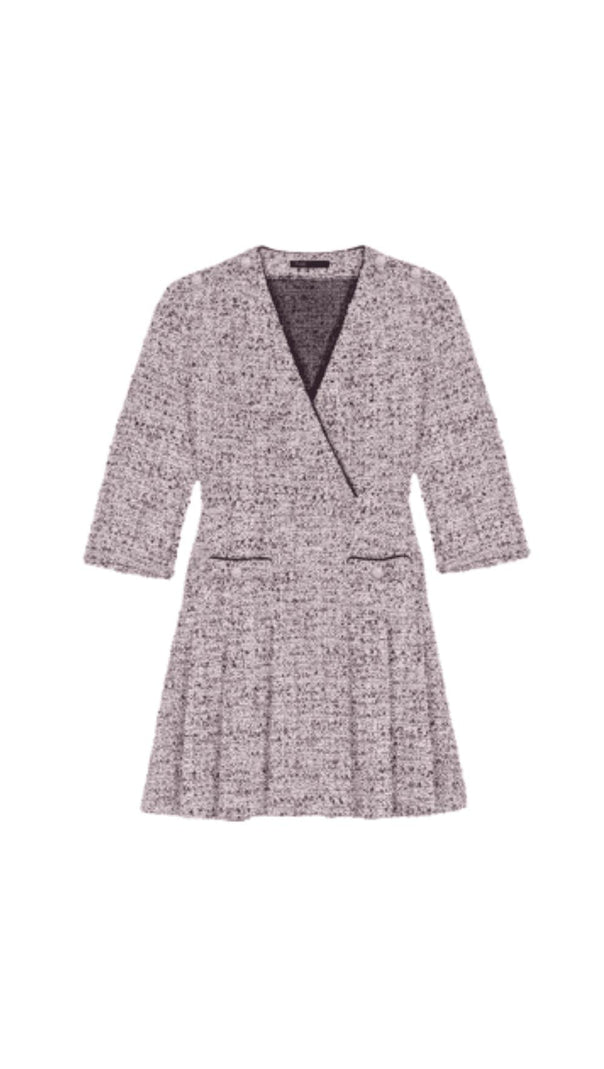 AIIZIE METALLIC TWEED CROSSOVER DRESS - product image