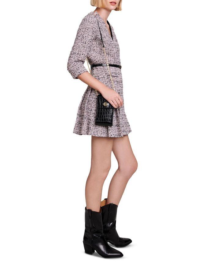 AIIZIE METALLIC TWEED CROSSOVER DRESS - product image