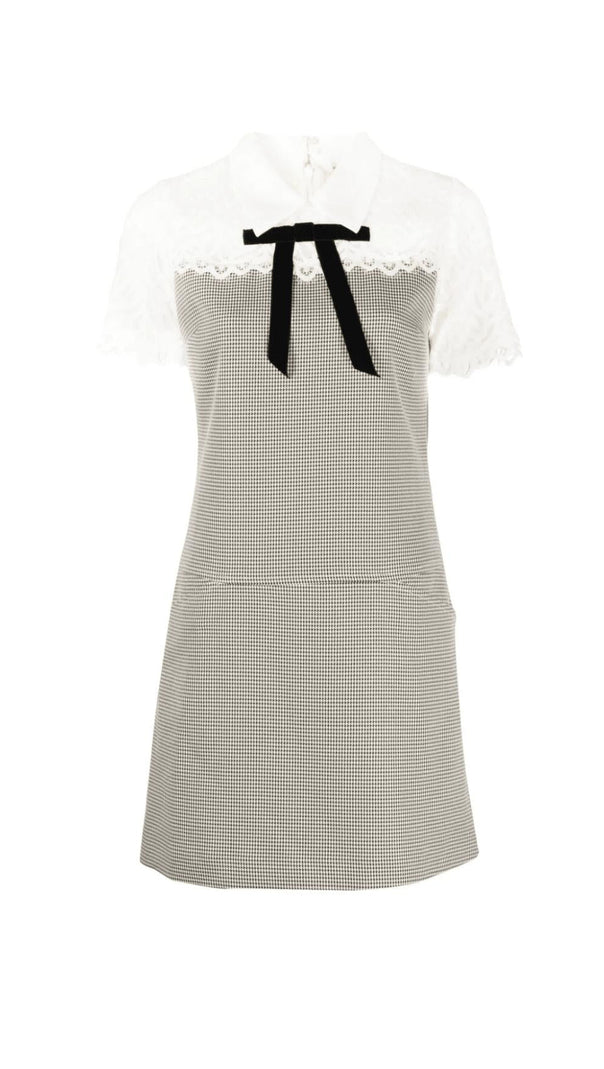 AIIZIE MIXED MEDIA LACE HOUNDSTOOTH DRESS - product image
