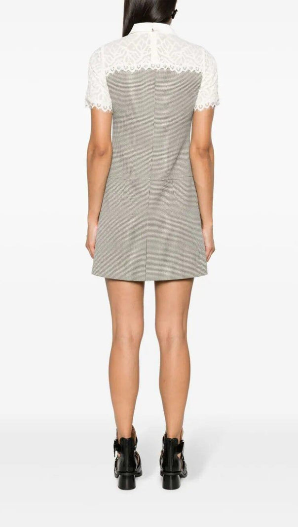 AIIZIE MIXED MEDIA LACE HOUNDSTOOTH DRESS - product image