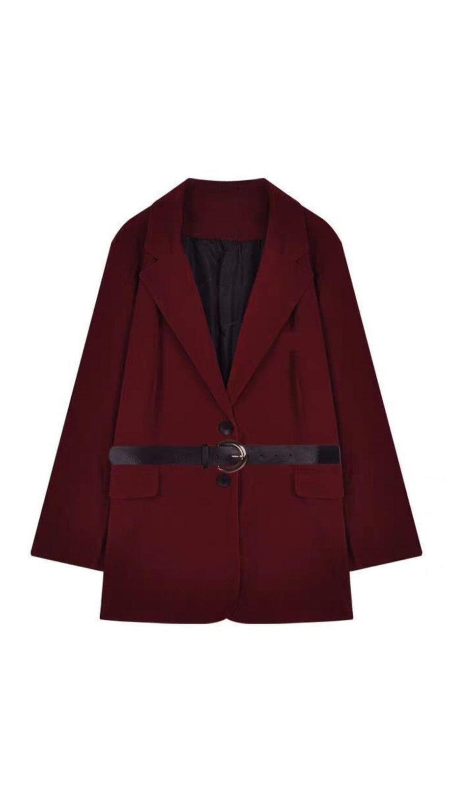 BLAZER IN VELLUTO ROSSO CON CINTURA