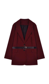 RED VELVET BLAZER WITH BELT