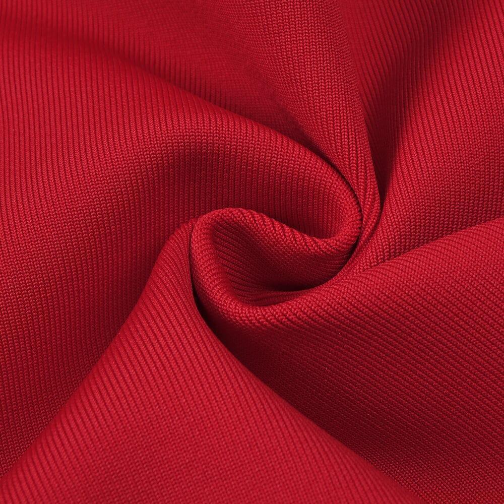 Red Wool-Silk Rose-Embellished Skirt
