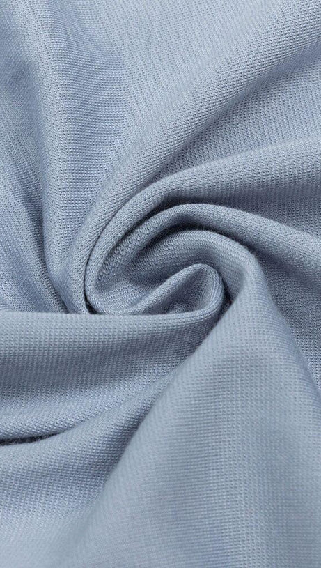 RUCHED SLIT MAXI DRESS IN BLUE