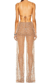 SEQUIN JUMPSUIT IN NUDE