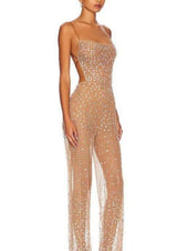 SEQUIN JUMPSUIT IN NUDE