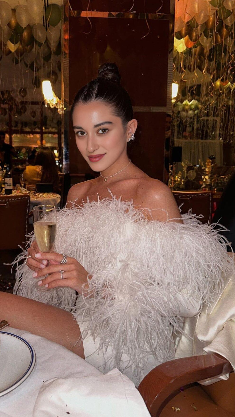 FEATHER CORSET MINI DRESS IN WHITE