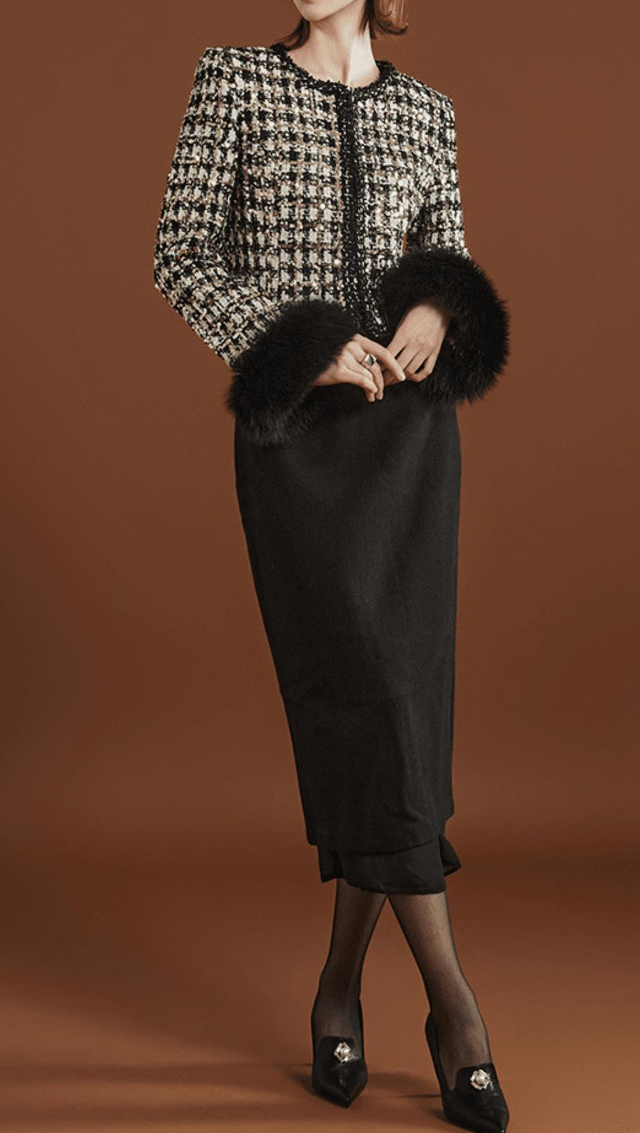 GIACCA IN PELLICCIA DI TWEED CON SPANGOL