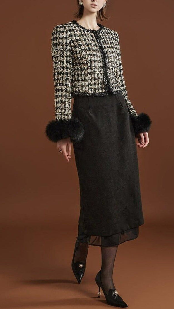 AIIZIE SPANGLE TWEED FUR JACKET - product image