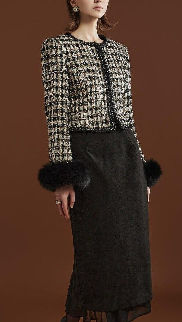 AIIZIE SPANGLE TWEED FUR JACKET - product image