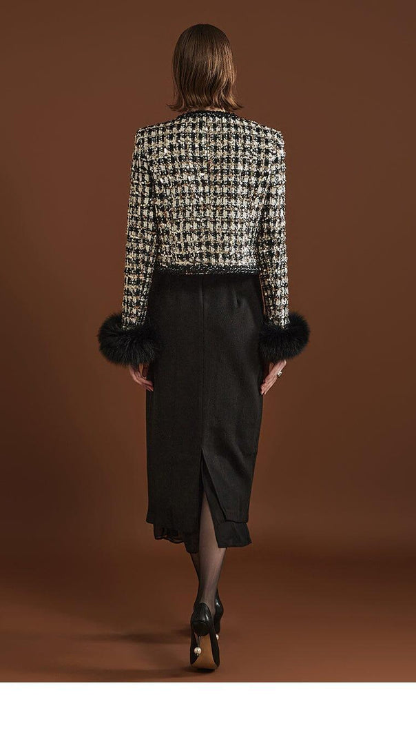 AIIZIE SPANGLE TWEED FUR JACKET - product image