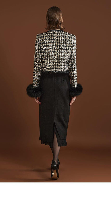 GIACCA IN PELLICCIA DI TWEED CON SPANGOL