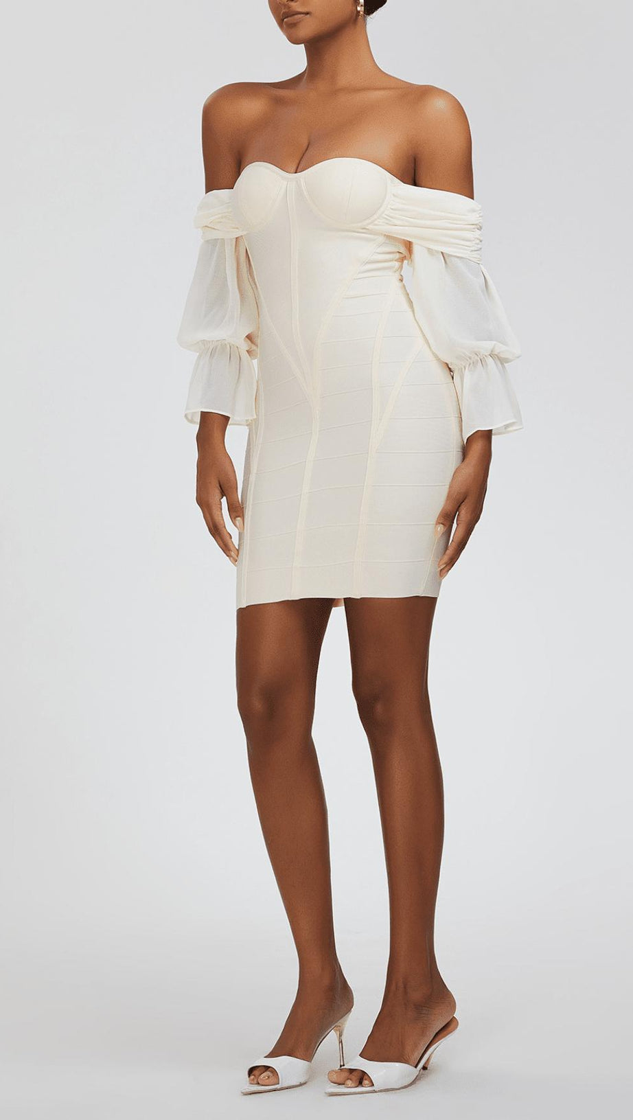 MINI ABITO SENZA SPALLINE CON BENDAGGI