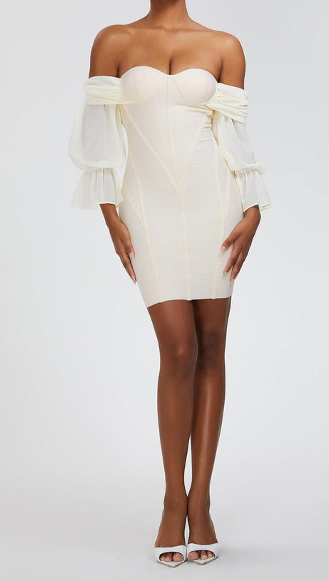 MINI ABITO SENZA SPALLINE CON BENDAGGI