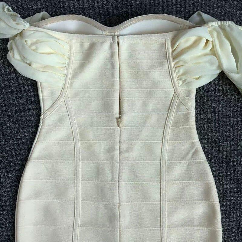 MINI ABITO SENZA SPALLINE CON BENDAGGI