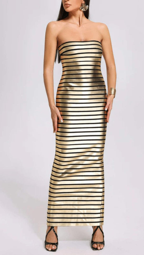 AIIZIE STRAPLESS METALLIC STRIPE MAXI DRESS - product image