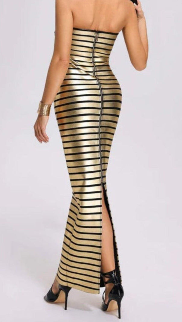 AIIZIE STRAPLESS METALLIC STRIPE MAXI DRESS - product image