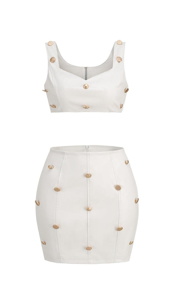 AIIZIE LEATHER BUTTON TWO PIECES SUIT IN WHITE - product image