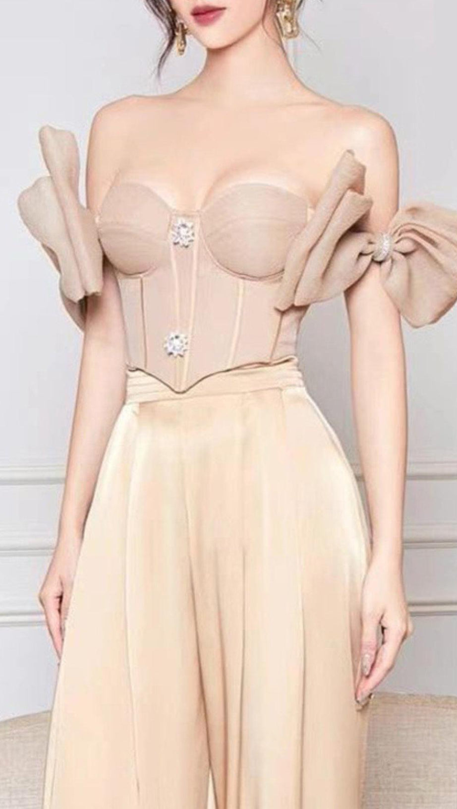 SATIN CORSET TWO PIECES SUIT