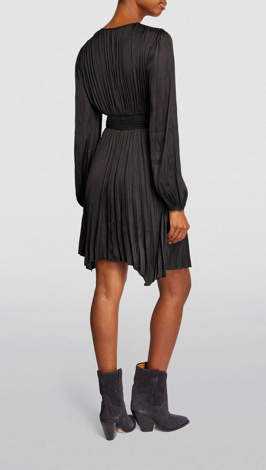 SATIN PLEATED MINI DRESS