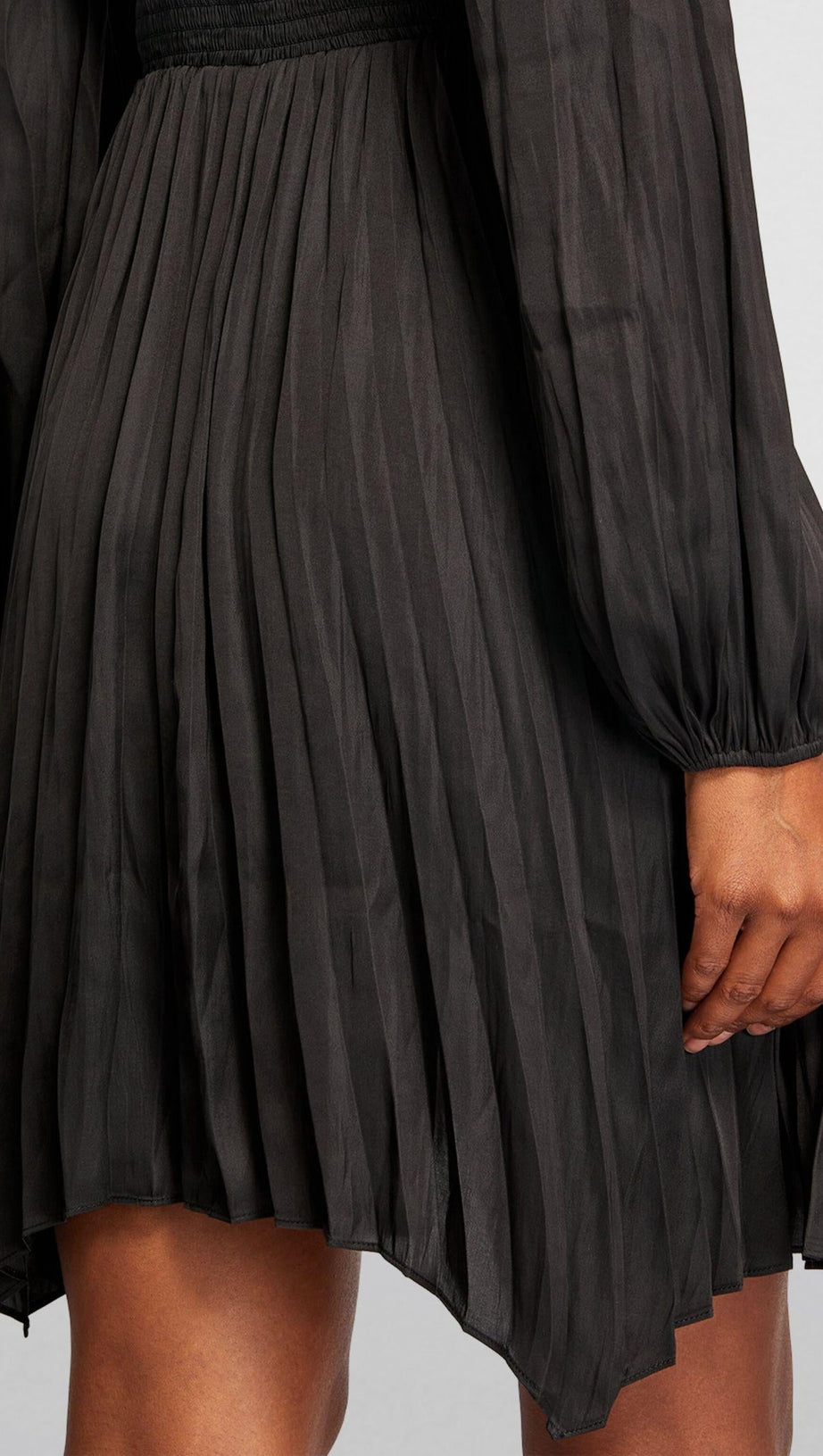 SATIN PLEATED MINI DRESS