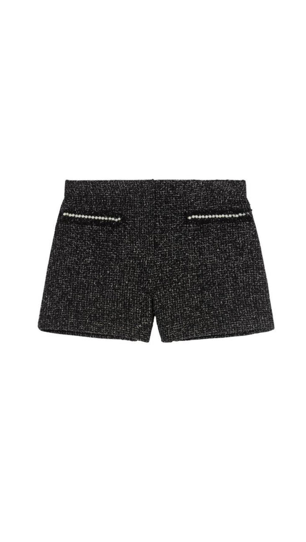 AIIZIE SEQUIN BEAD TRIM TWEED SHORTS - product image