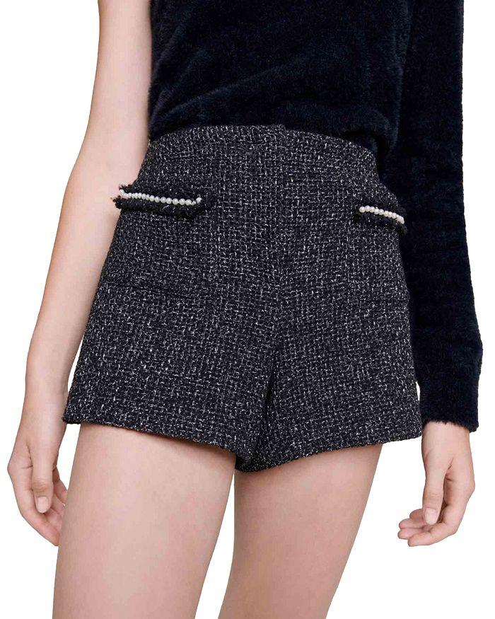 AIIZIE SEQUIN BEAD TRIM TWEED SHORTS - product image